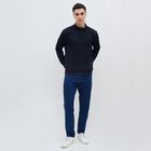 Men's Deep Midnight Navy Buttoned Neckline Quilted Sweatshirt, Navy Blue, small image number null