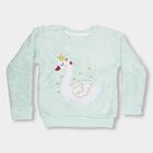 Girls Light Mint Green Crew Neck Casual Sweatshirt, Light Green, small image number null