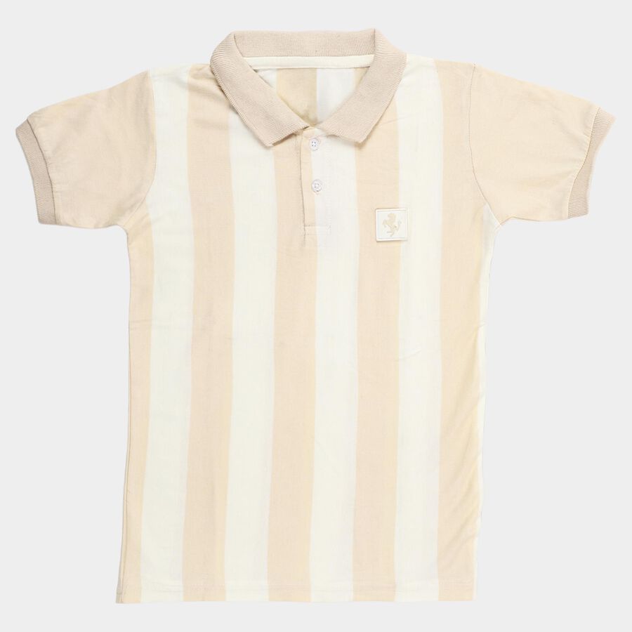 Boys' Half Sleeves T-Shirt, Beige, large