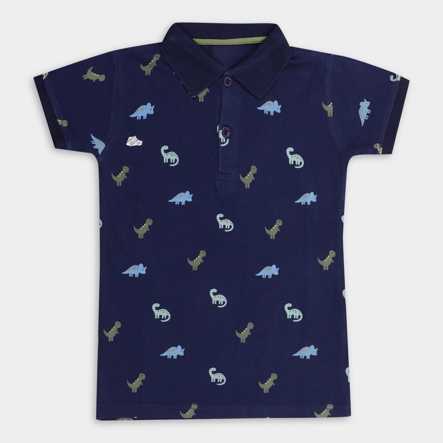 Boys' 100% Cotton Half Sleeves T-Shirt , Navy Blue, large image number null