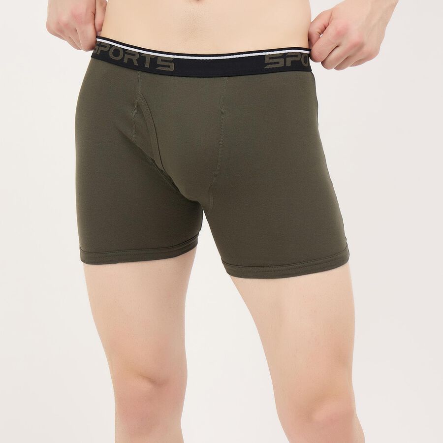 Men's Olive Regular Fit Cotton Trunks, ओलिव, large