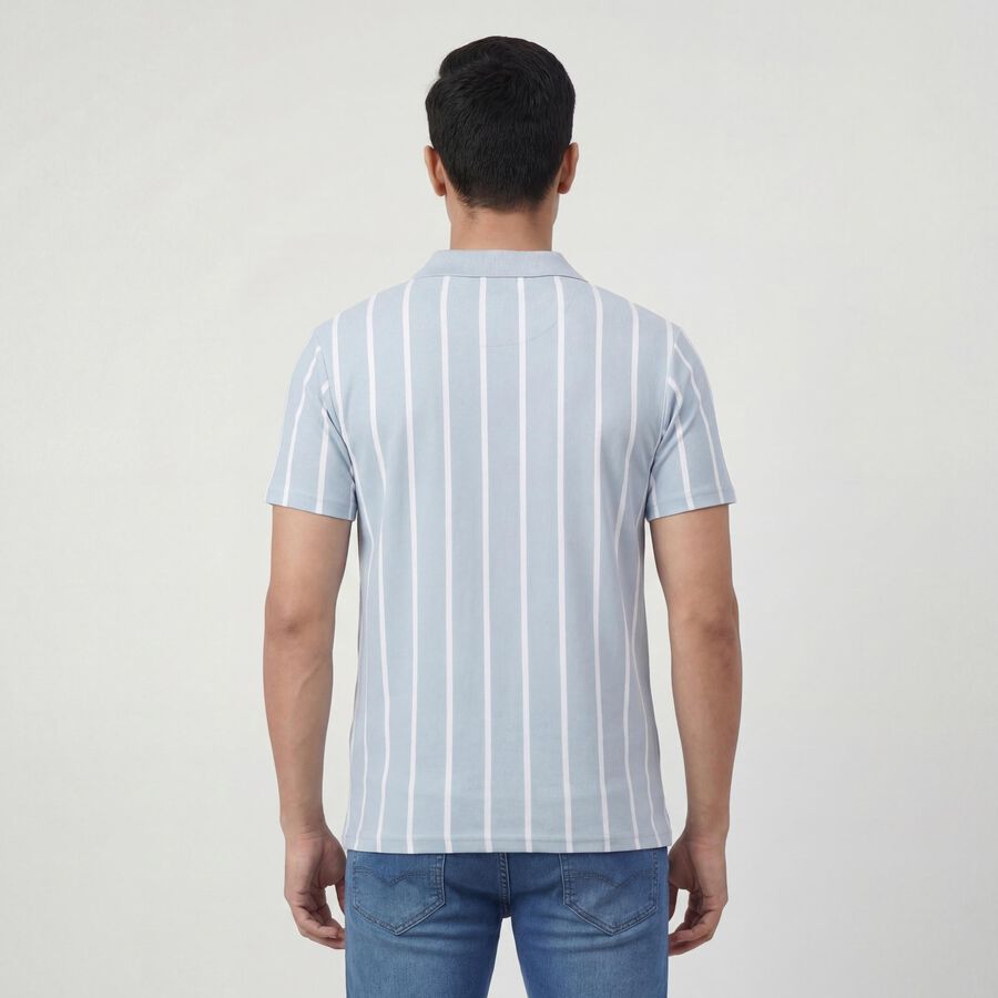 Men's Light Blue Polo Collar Casual T-Shirt, Light Blue, large