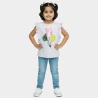 Girls' Purple Cotton Round Neck Romantic T-Shirt, लाइलेक, small
