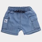 Infants' Navy Blue Regular Fit Solid Half Pant, Light Blue, small