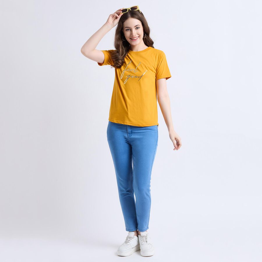 Ladies' Round Neck T-Shirt , Mustard, large image number null