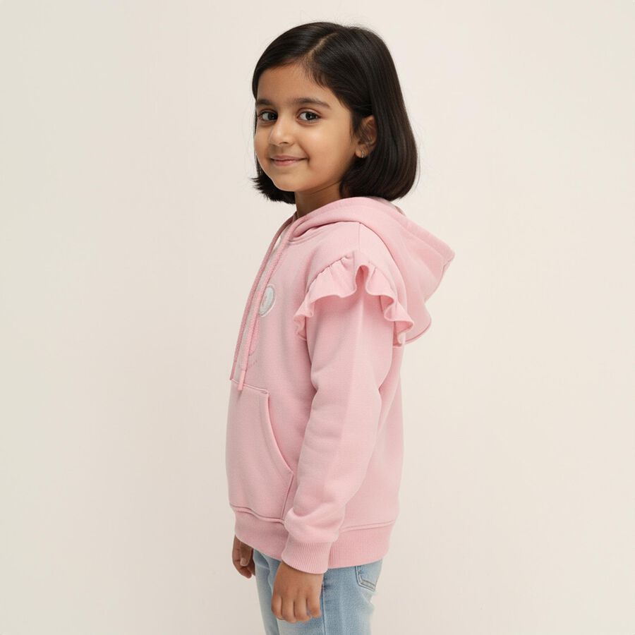 Girls Light Pink Hooded Casual Sweatshirt, Light Pink, large image number null