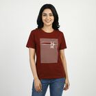 Women's Red Round Neck Casual T-Shirt, Rust, small