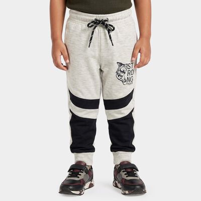 Boys Ecru Melange Jogger Graphic Printed Pyjama