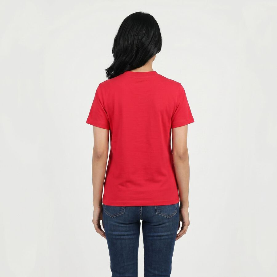 Women's Fuchsia Round Neck Regular T-Shirt, Fuchsia, large