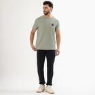 Men's Light Sage Green Crew Neck Casual T-Shirt, हल्का हरा, small