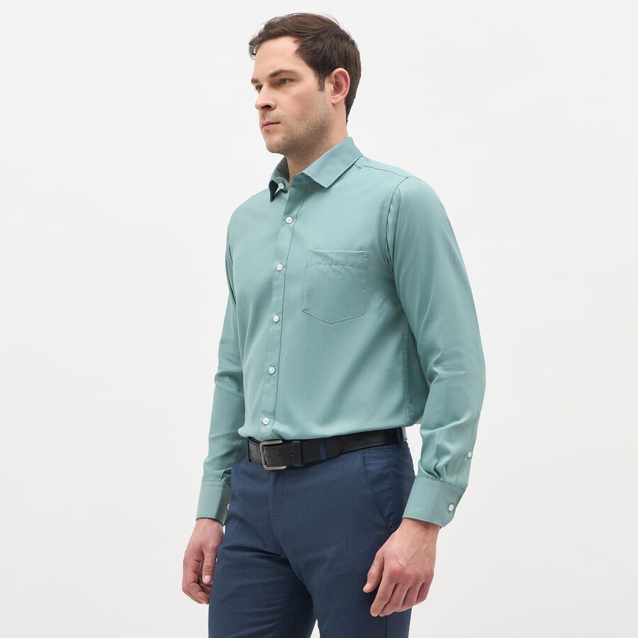 Men's Teal Classic Formal Shirt, टील ब्लू, large