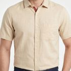 Men's Beige Cotton Regular Fit Casual Shirt, गहरा पीला, small