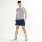 Men's Deep Navy Blue Regular Fit Elastic Waist Bermuda Shorts, Teal Blue, small