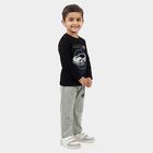 Boys Navy Blue Round Neck Graphic Print Baba Suit, Navy Blue, small