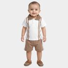 Infants' White Cotton Polo Neck Striped Baba Suit, सफ़ेद, small
