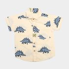 Boys Cream Cotton Collar Casual Shirt, Off White, small