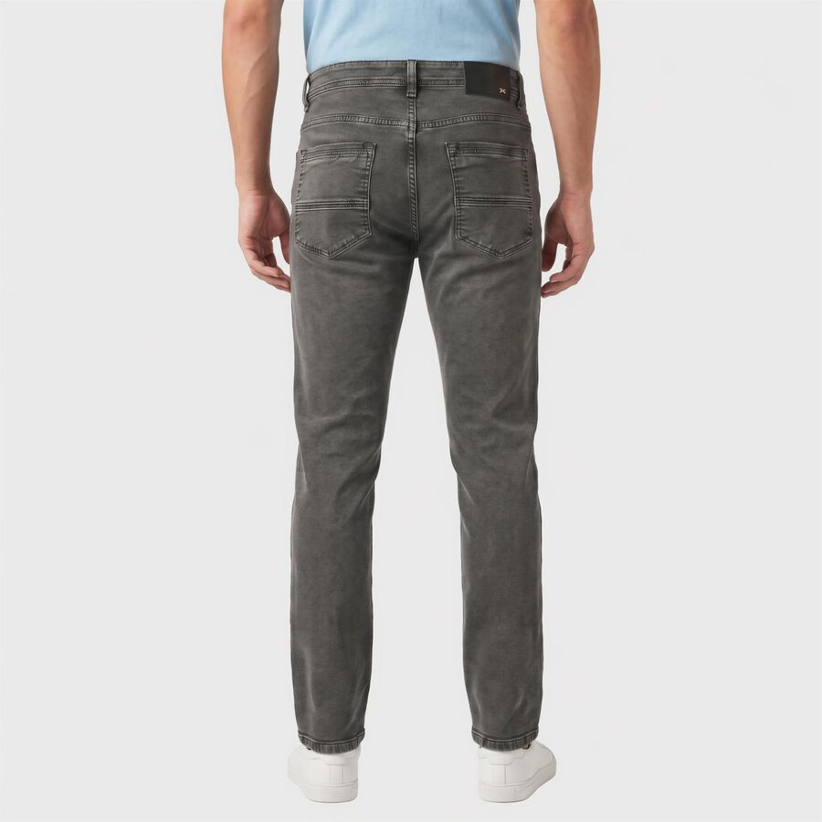 Men's Dark Grey Slim Fit Washed Jeans, गहरा ग्रे, large