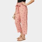 Girls Peach Regular Fit Floral Printed Capri, पीच, small