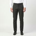 Men's Black Slim Fit Textured Chino Trousers, काला, small