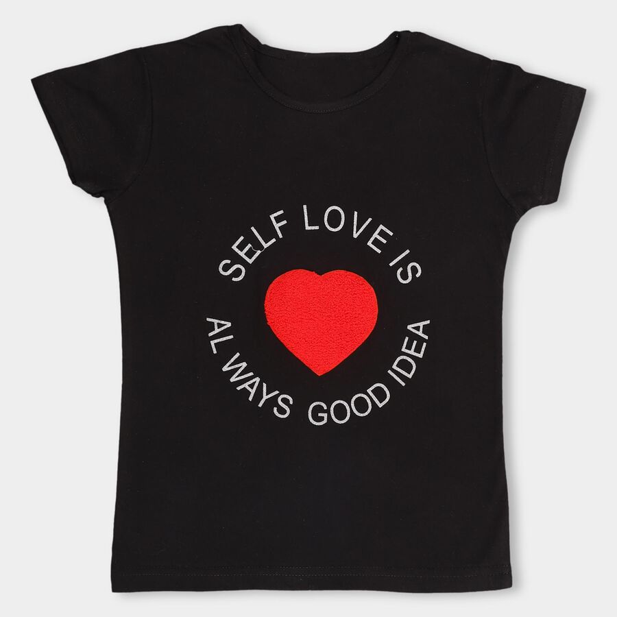 Girls' 100% Cotton T-Shirt, Black, large image number null