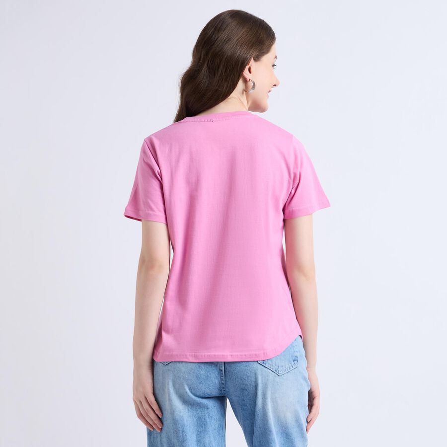 Ladies' 100% Cotton Round Neck T-Shirt , बैंगनी, large image number null