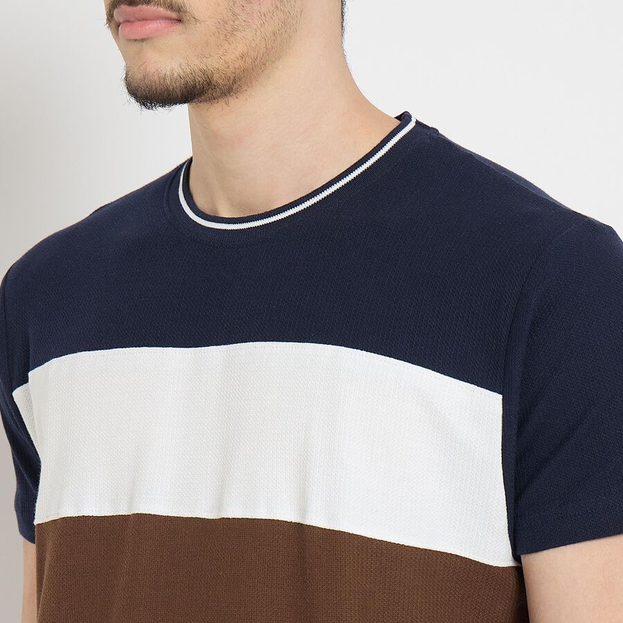 Men's 100% Cotton Round Neck Half Sleeves T-Shirt , Brown, large