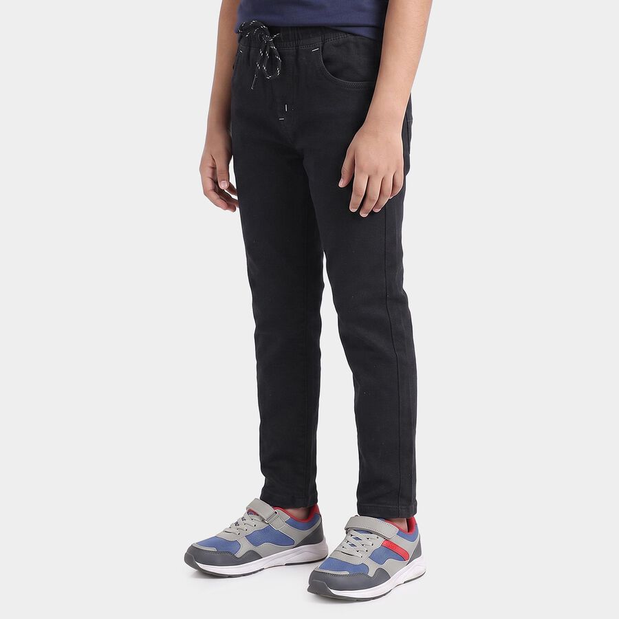 Boys' Dark Blue Drawstring Jeans, गहरा नीला, large