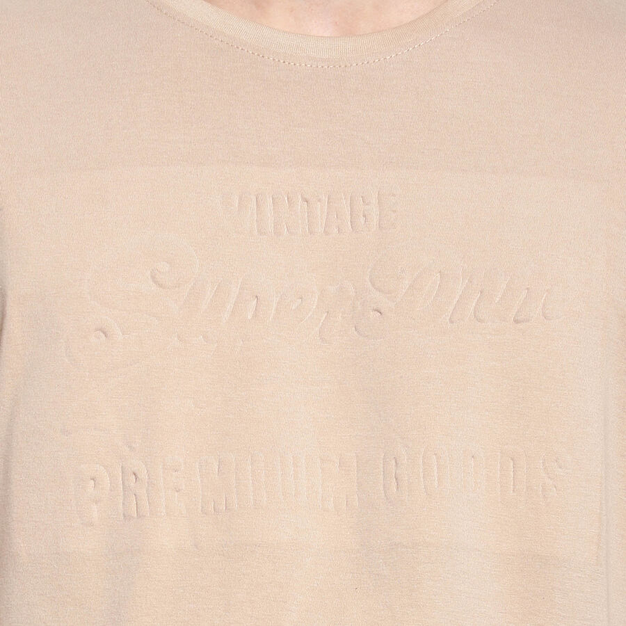 Cotton Solid Round Neck T-Shirt, गहरा पीला, large image number null