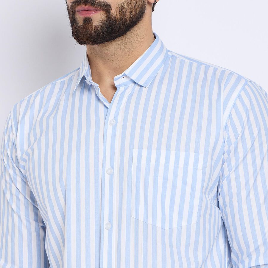 Men's 100% Cotton Casual Shirt , Light Blue, large