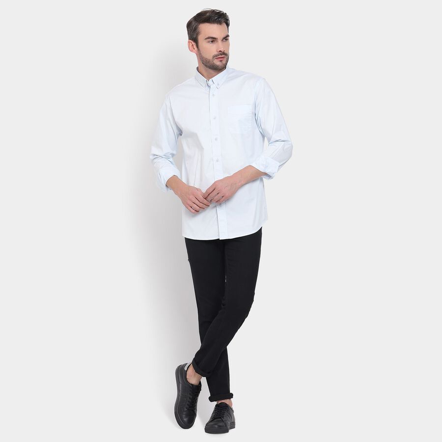 Men's 100% Cotton Casual Shirt, Light Blue, large image number null