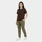 Women's Brown Cotton Round Neck Casual T-Shirt, Brown, small
