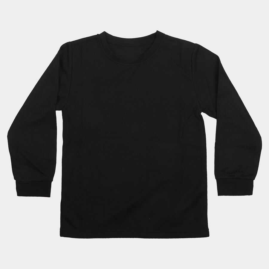 Girls' Black Long Sleeve Thermal, काला, large
