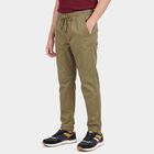 Boys' Olive Green Straight Fit Drawstring Waist Trousers, ओलिव, small