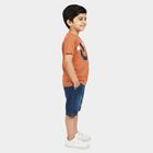 Boys' Brown 100% Cotton Crew Neck Graphic Print Baba Suit, भूरा, small