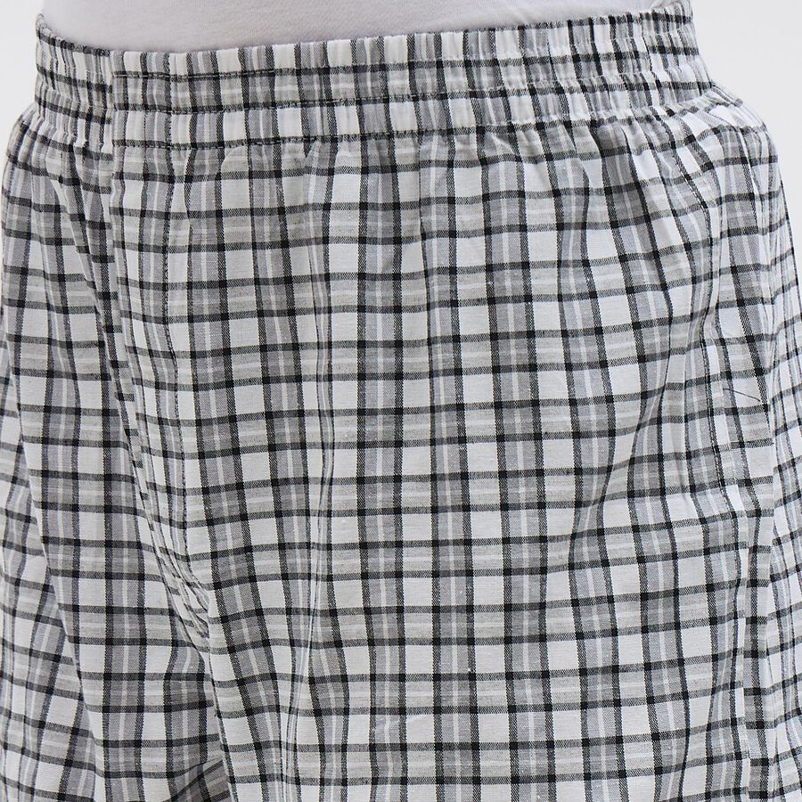 Men's Black and White Checkered Relaxed Fit Boxers, Dark Grey, large image number null