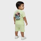 Infants' Light Green Cotton Round Neck Cartoon Print Baba Suit, Light Green, small