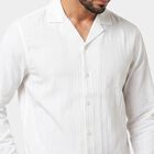 Men's White Cotton Camp Collar Casual Shirt, सफ़ेद, small