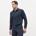 Men's Navy Blue Printed Classic Collar Formal Shirt, Navy Blue, small image number null