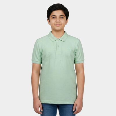 Boys' Aqua Cotton Blend Polo Neck Polo Boys T-Shirt