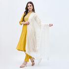 Women's Soft Ivory White Striped Dupatta, सफ़ेद, small image number null