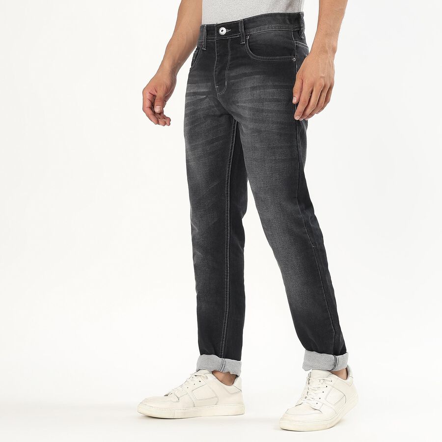 Men's Dark Indigo Slim Fit Five-Pocket Jeans, Dark Grey, large image number null