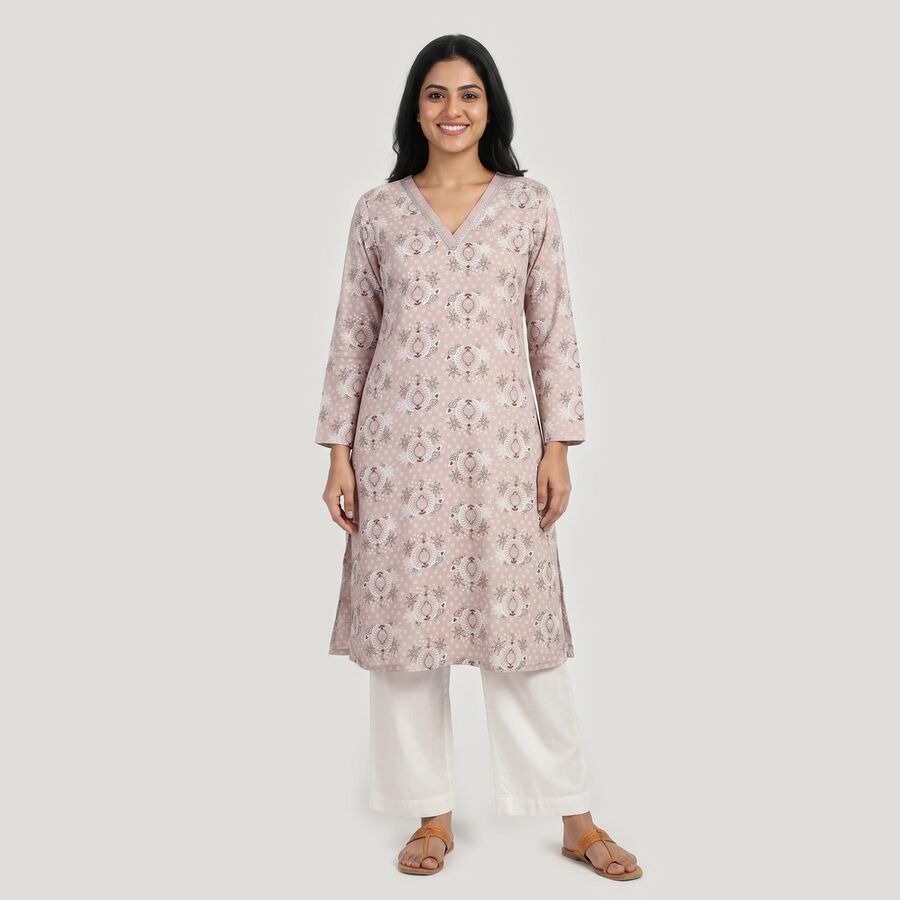 Women's Lilac Neck Kurta, लाइलेक, large