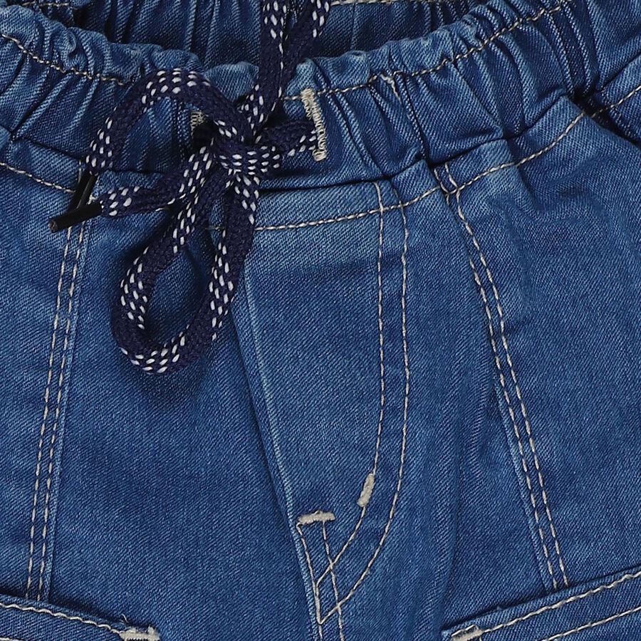 Infants Blue Relaxed Fit Patch Pocket Jeans, Mid Blue, large