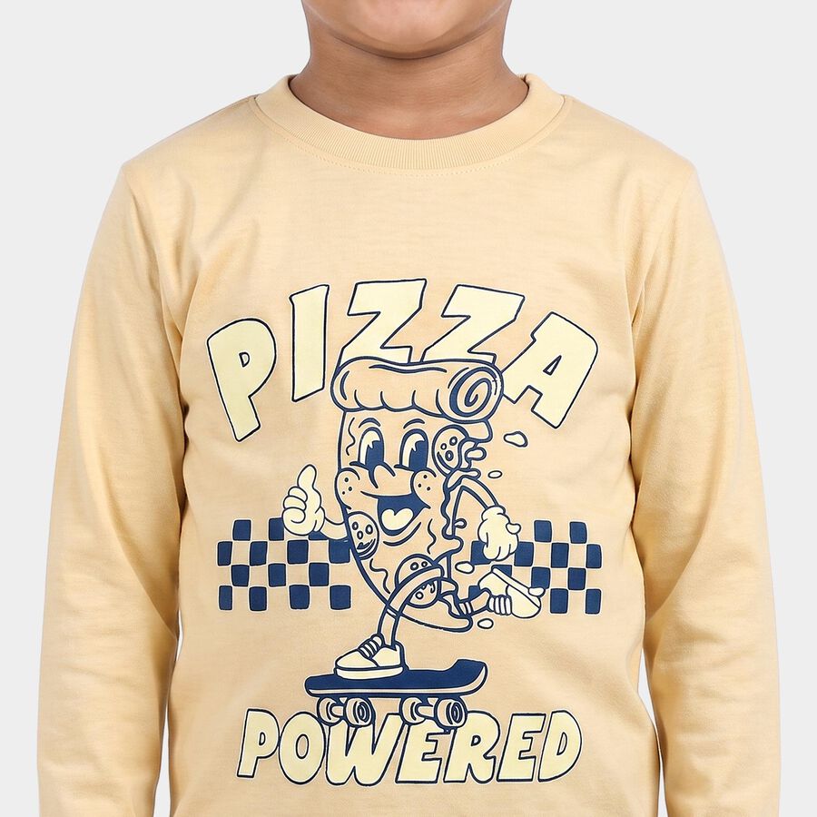 Boys Yellow Cotton Blend Round Neck Regular Boys T-Shirt, Yellow, large