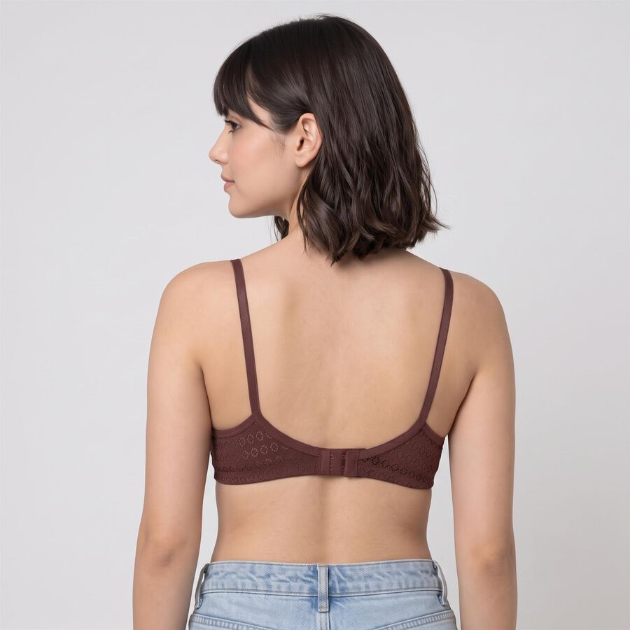 Women's Brown V-Neck Bralette Bra, Brown, large