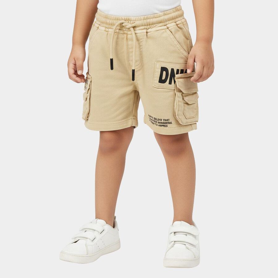 Boys' Light Khaki Regular Fit Cargo Bermuda Shorts, गहरा पीला, large