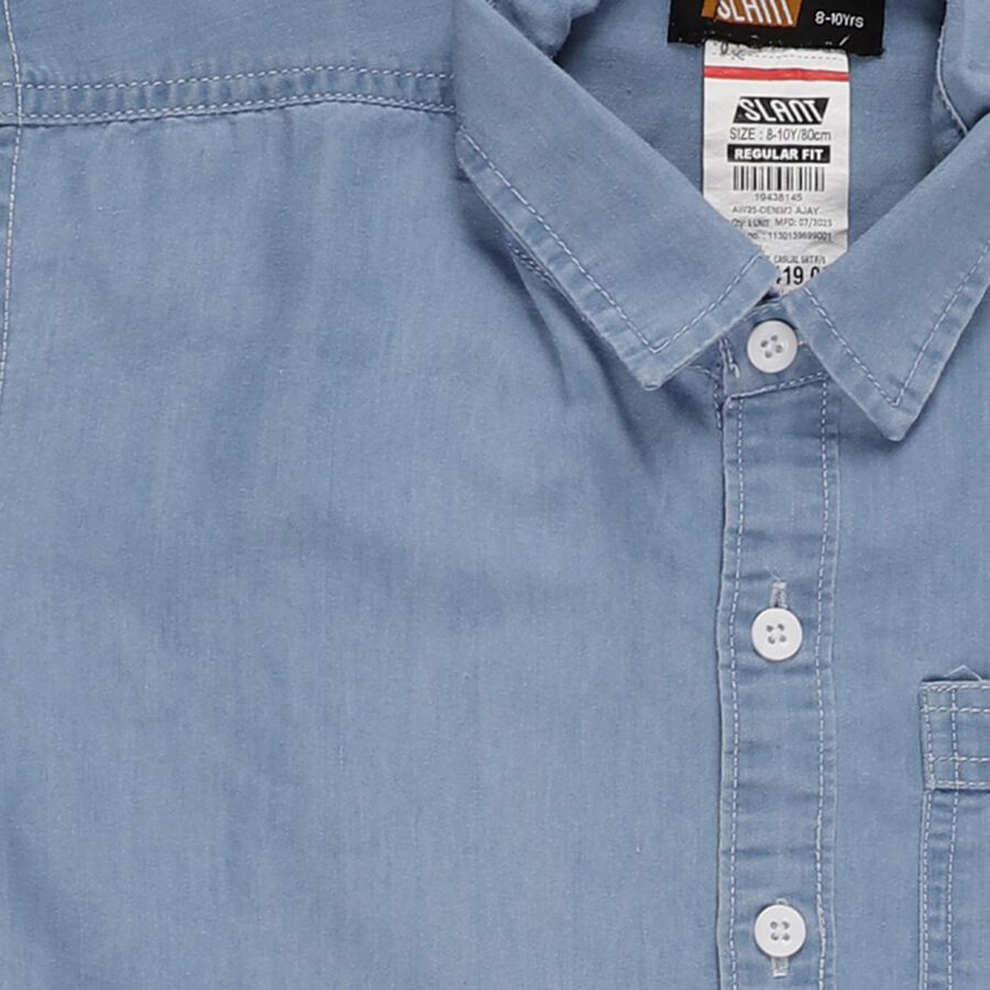 Boys' Light Blue Classic Collar Casual Shirt, हल्का नीला, large image number null