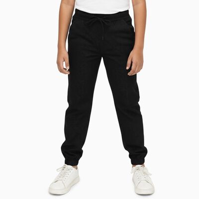 Boys Jet Black Regular Fit Jogger Trousers