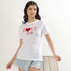 Women's Bright White Round Neck Casual T-Shirt, White, small