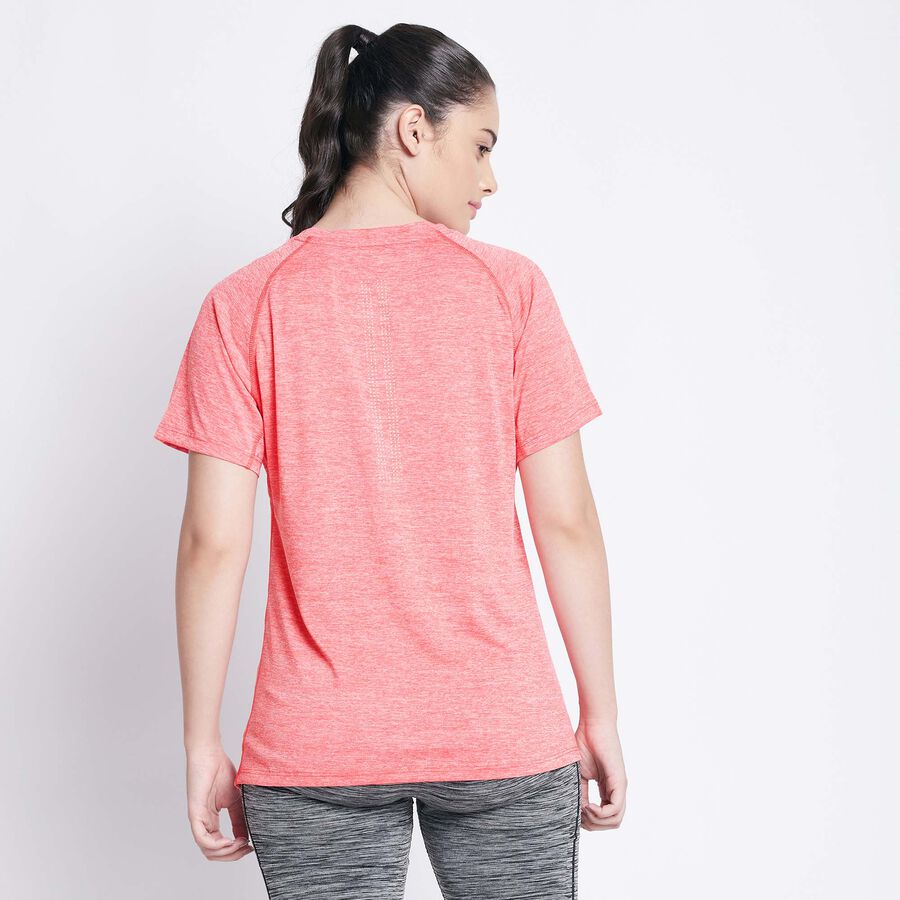 Cut & Sew Round Neck T-Shirt, Pink, large image number null